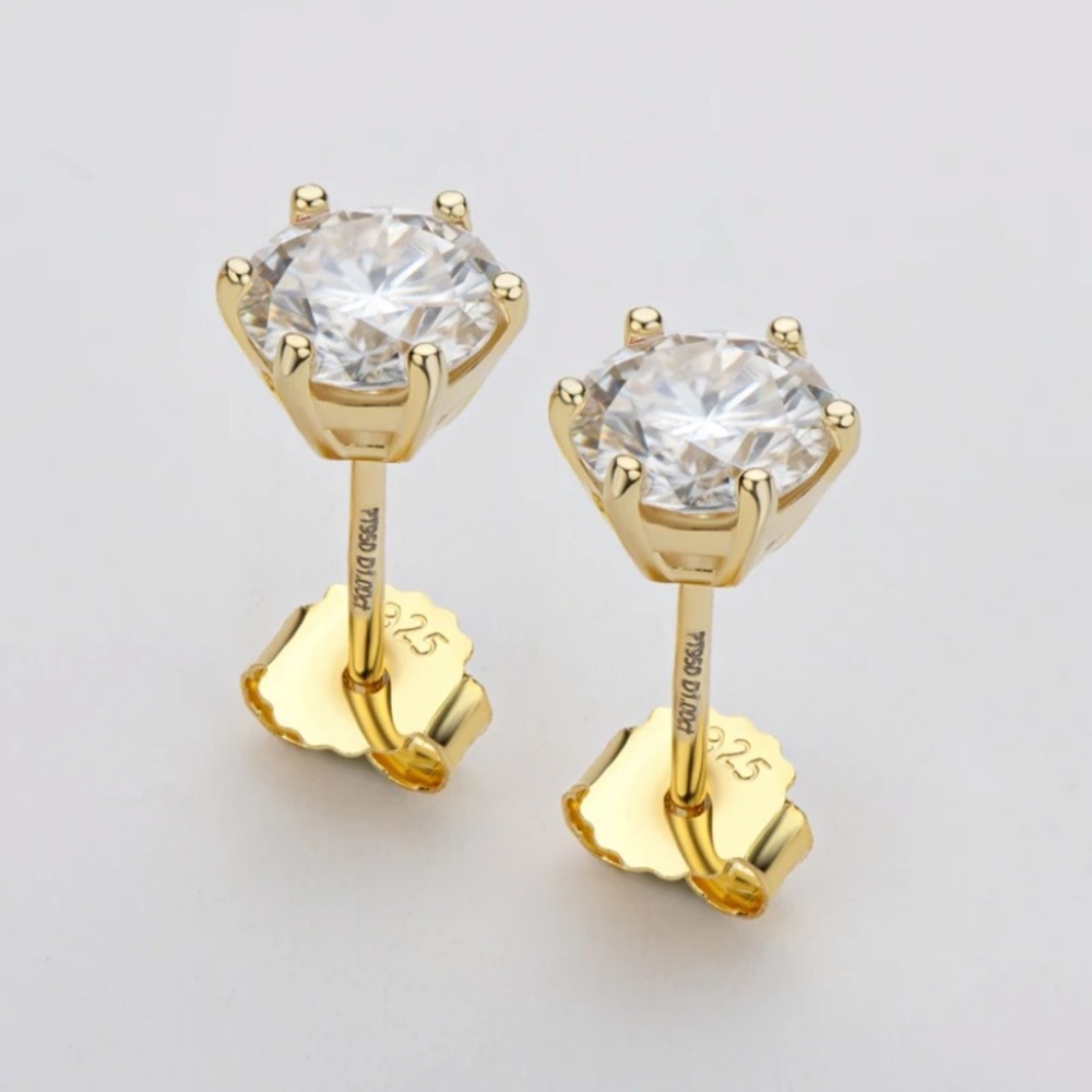 CERTIFIED 6.5 mm D Color MOISSANITE Stamped 925 Stud EarringsNEW